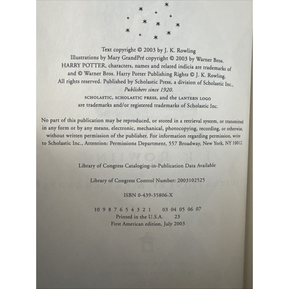 Harry Potter and the Order Of The Phoenix FIRST AMERICAN EDITION, FIRST PRINT - Picture 5 of 12